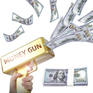 Hot Selling Gold Money Gun Toys Shooter Spray Cash Gun for Game