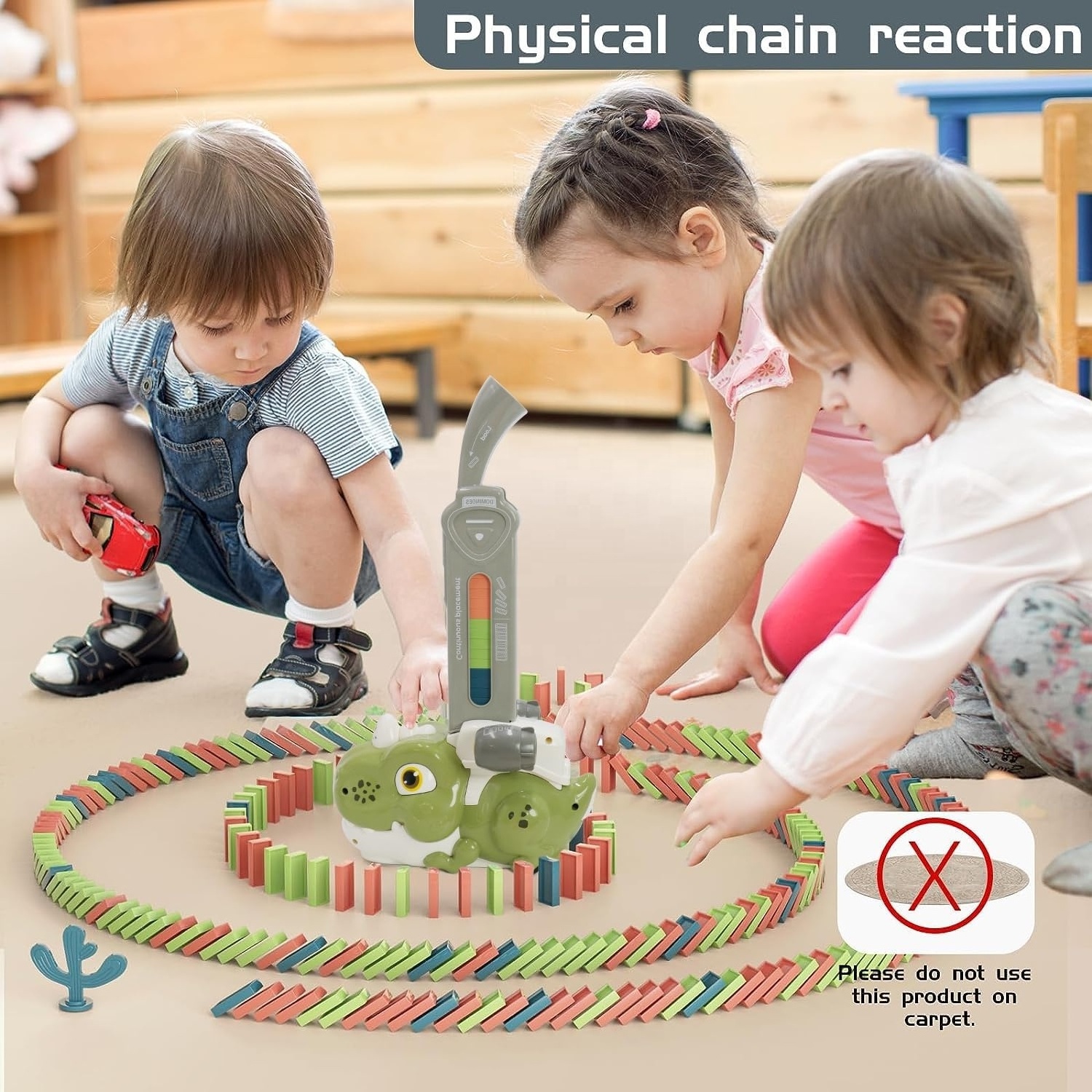 Automatic Domino Train with 180 Domino Sensory Mini Domino Car Toy Train Building Blocks