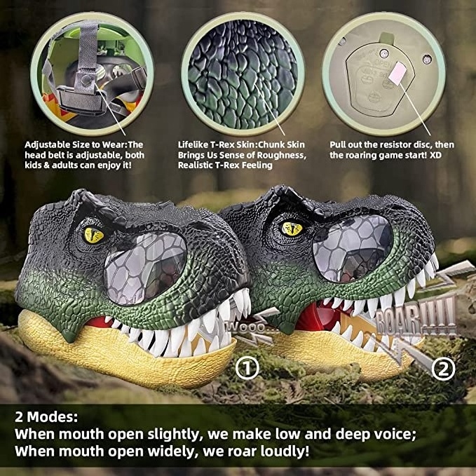 Dinosaur Mask LED Lighted Eyes T-rex Party Mask with Sounds Halloween Party Cosplay Costume Mask