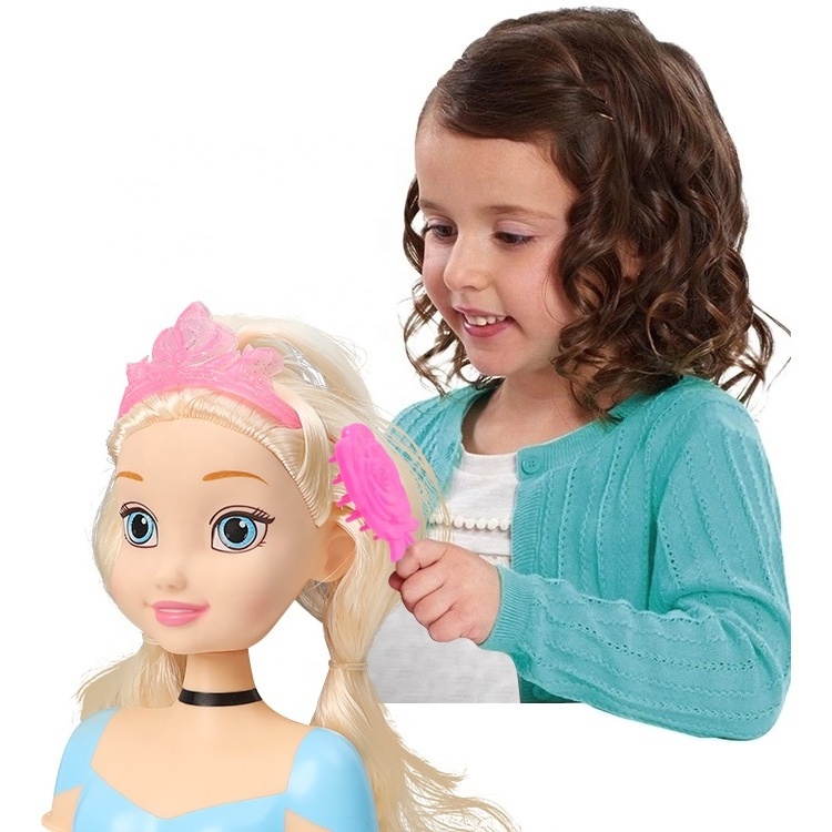 12 inch Do the Hair Baby Doll Head Toy for kids, DIY Hair Styling Practice girl doll