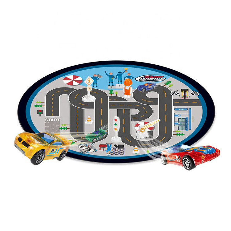 Wholesale Eco Kids Game Play Carpet Mat With Die Cast Cars For Sale, Kids Toys Games Racing Car Toy With Storage Polyester Bag