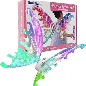 Light-up Toy Fairy Wings Butterfly Princess Wings Toy Sparkling Glowing Electric Butterfly-Wings for Halloween Christmas Gift