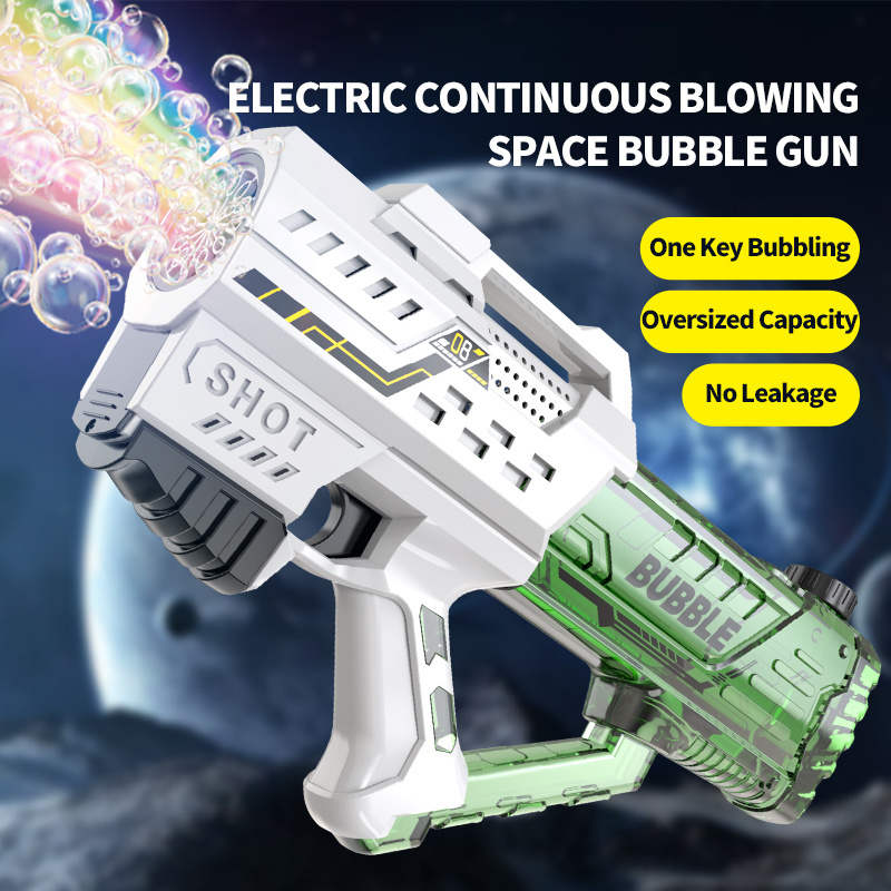 360 Rotating Crazy Electric Space Machine Bubble Gun Toys Rechargeable Battery Bubble Machine Blower With Light For Kids