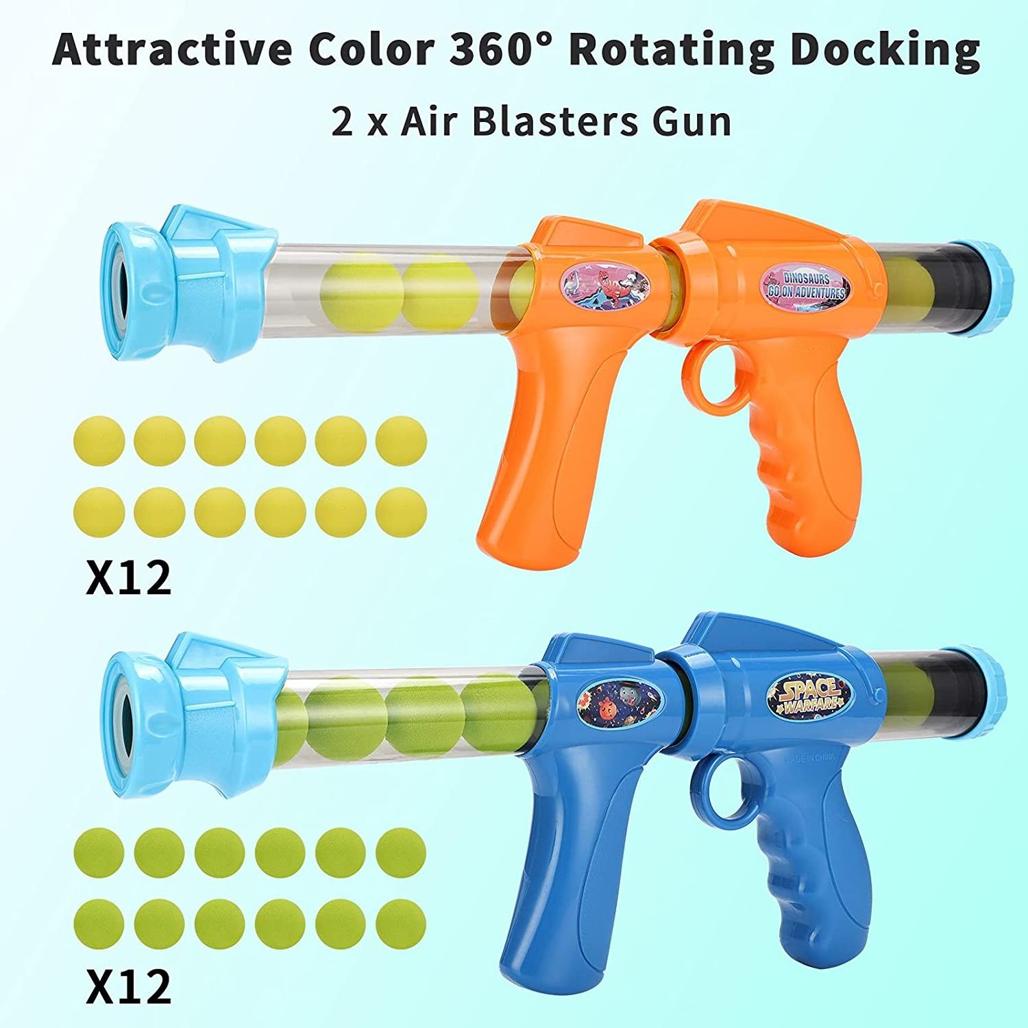 2pk Foam Ball Popper Toy Guns,Scoring Standing Shooting Target with Basket & 24 Foam Balls & 6 Bean Bags & 2 mini balls