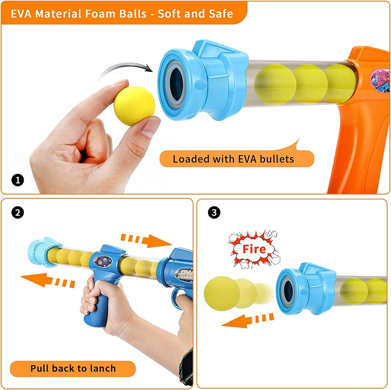 2pk Foam Ball Popper Toy Guns,Scoring Standing Shooting Target with Basket & 24 Foam Balls & 6 Bean Bags & 2 mini balls