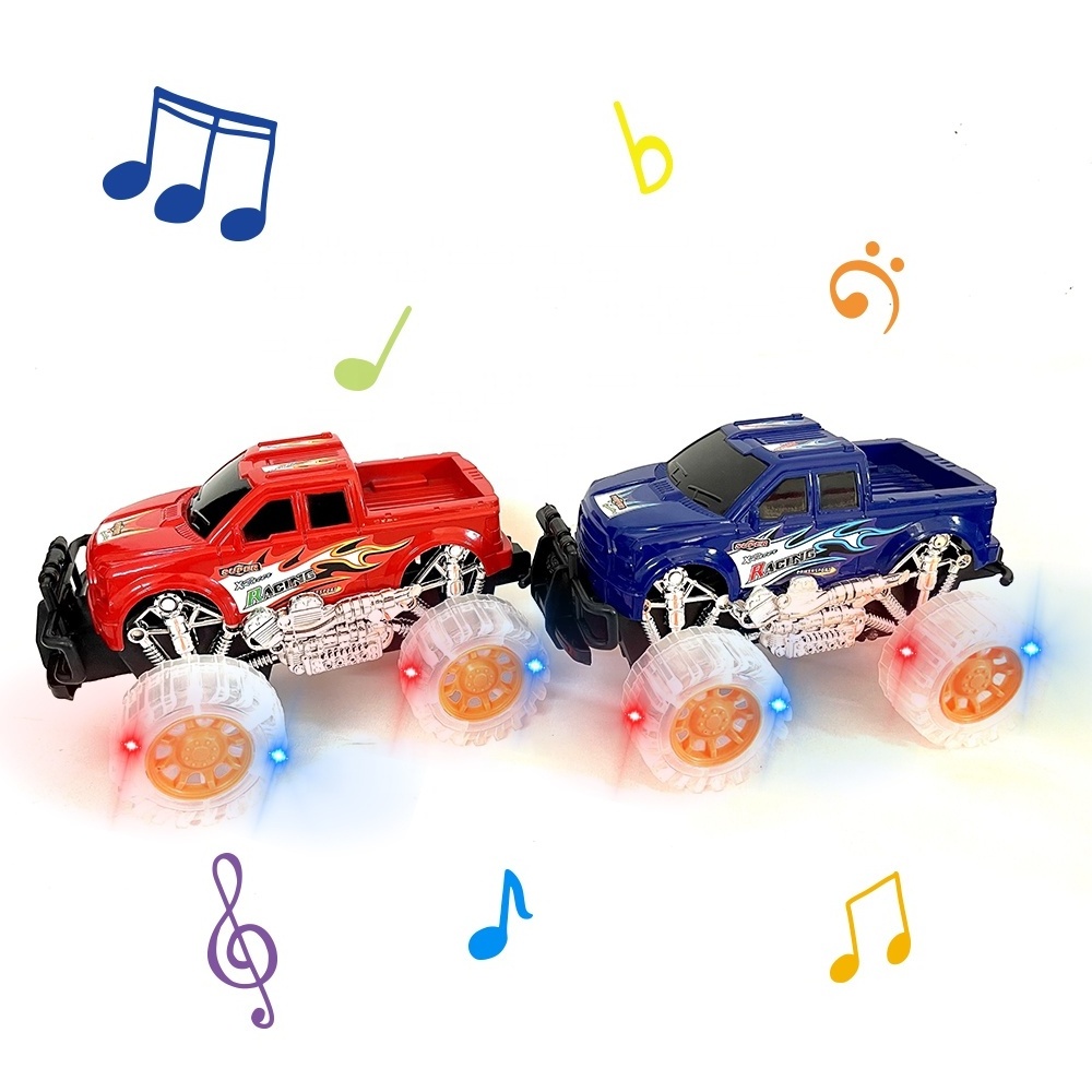 Customized 2 Pack Friction Toy Vehicles with Light Up Monster Truck Car Toy with Beautiful Flashing LED Tires