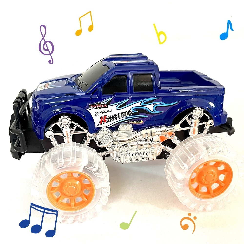 Customized 2 Pack Friction Toy Vehicles with Light Up Monster Truck Car Toy with Beautiful Flashing LED Tires