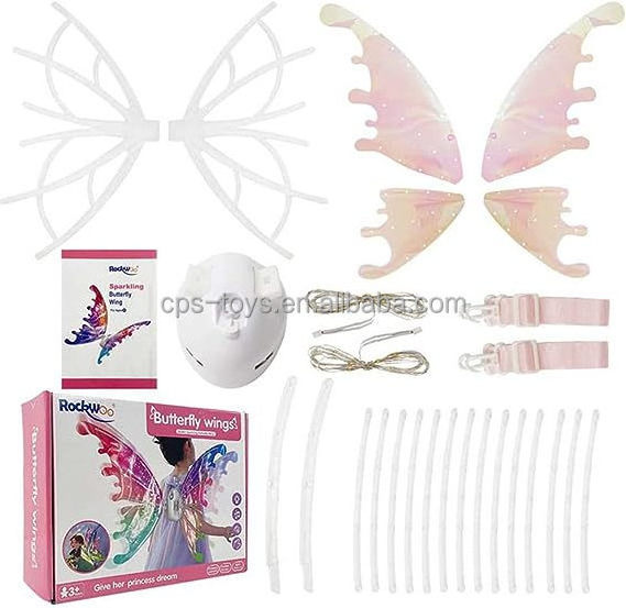 Light-up Toy Fairy Wings Butterfly Princess Wings Toy Sparkling Glowing Electric Butterfly-Wings for Halloween Christmas Gift