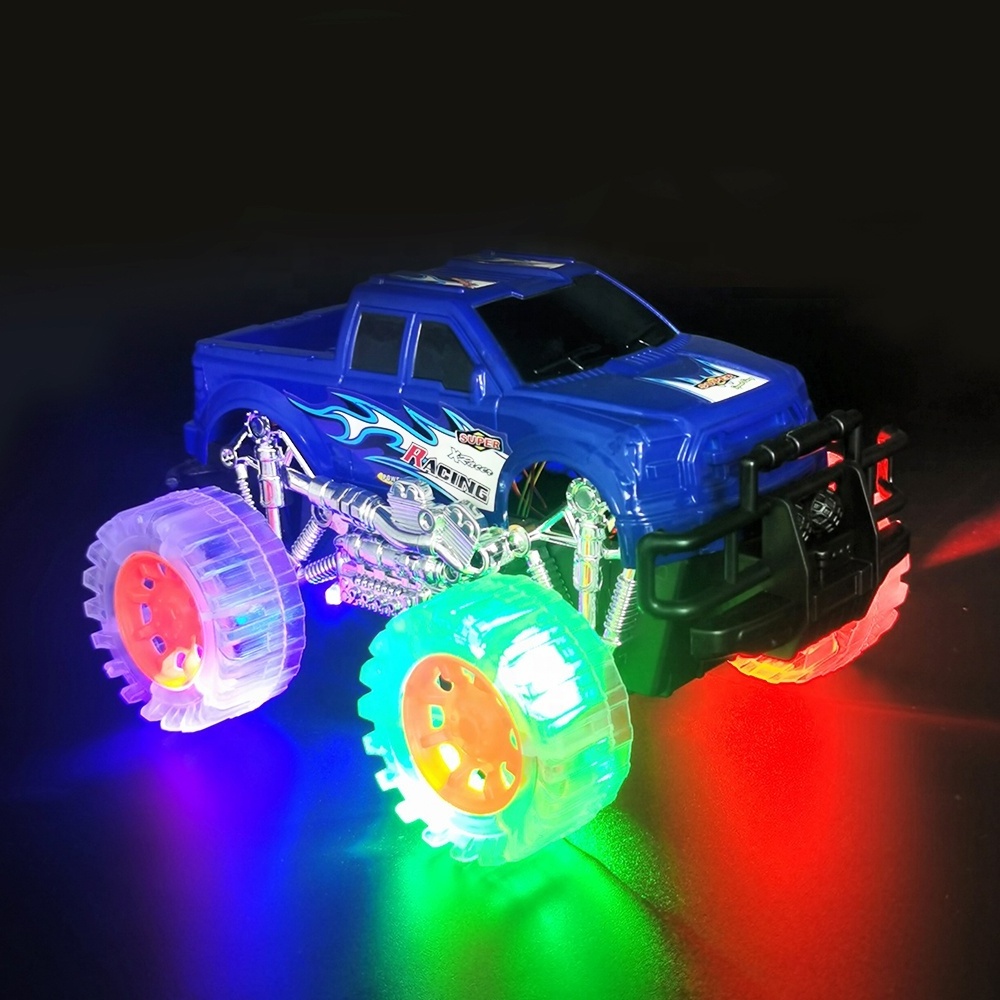 Customized 2 Pack Friction Toy Vehicles with Light Up Monster Truck Car Toy with Beautiful Flashing LED Tires