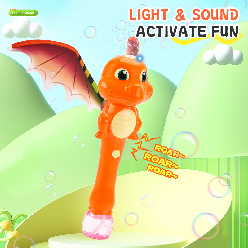 CPS Outdoor Bubble Gun Machine Toys Electric Dinosaur Bubble Wand Stick Toys Bubble Blower With Light And Sound For Kids