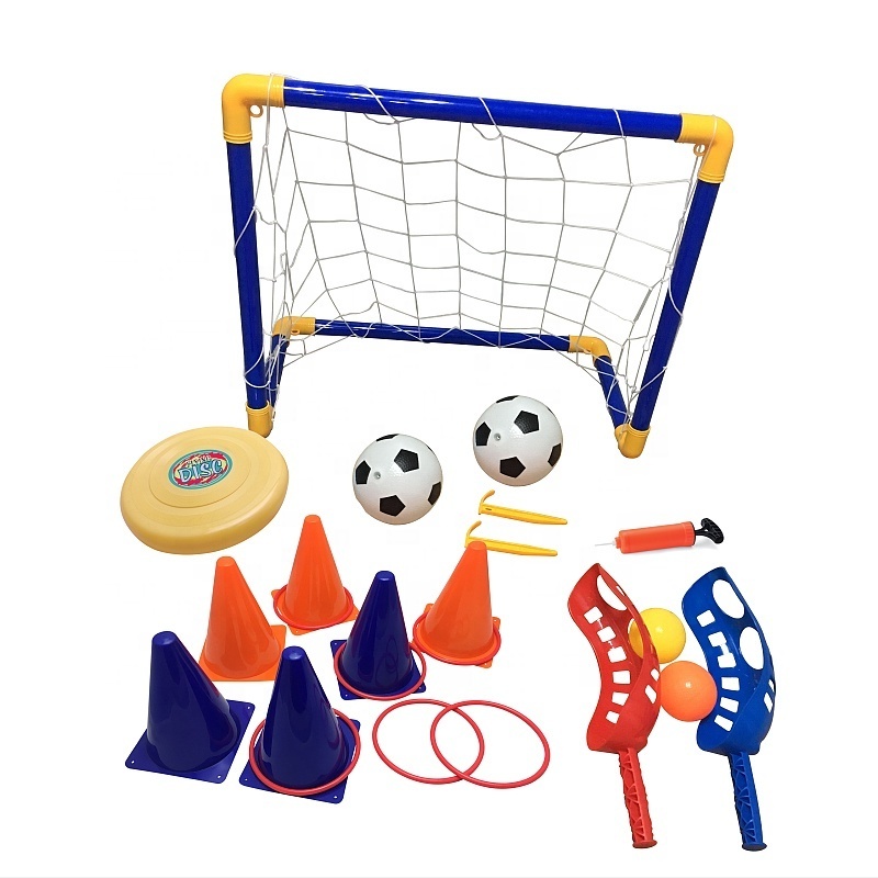 4 in 1 outdoor games Set for Kids Adults football stand Scoop ball Outside Lawn Games for Camping Birthday Parties