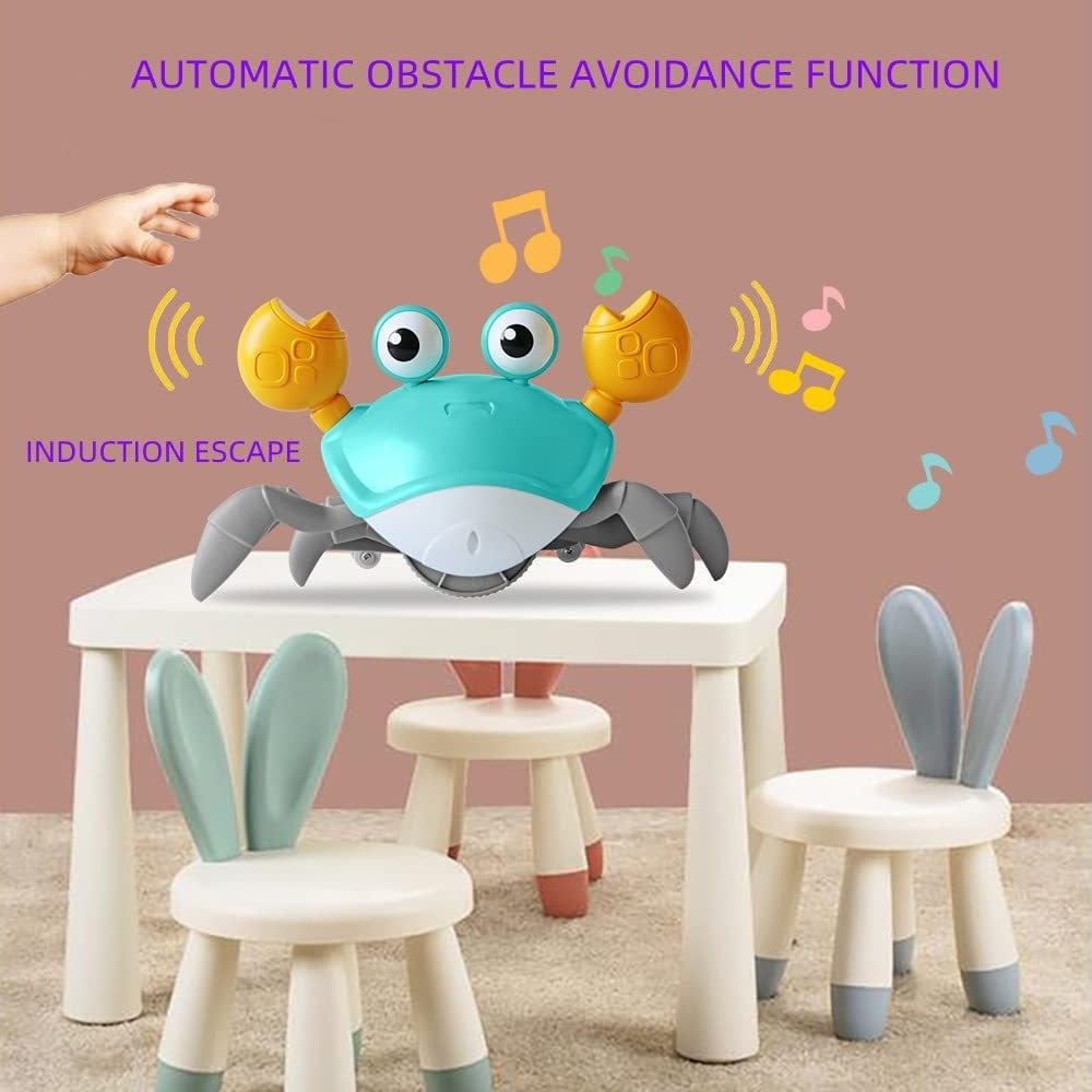 Discount Custom Wholesale Toys Induction Electric Crab Toy  Baby Crawling Crab with Music and LED Light Up Baby Toy For Kids