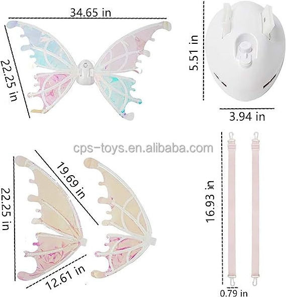 Light-up Toy Fairy Wings Butterfly Princess Wings Toy Sparkling Glowing Electric Butterfly-Wings for Halloween Christmas Gift