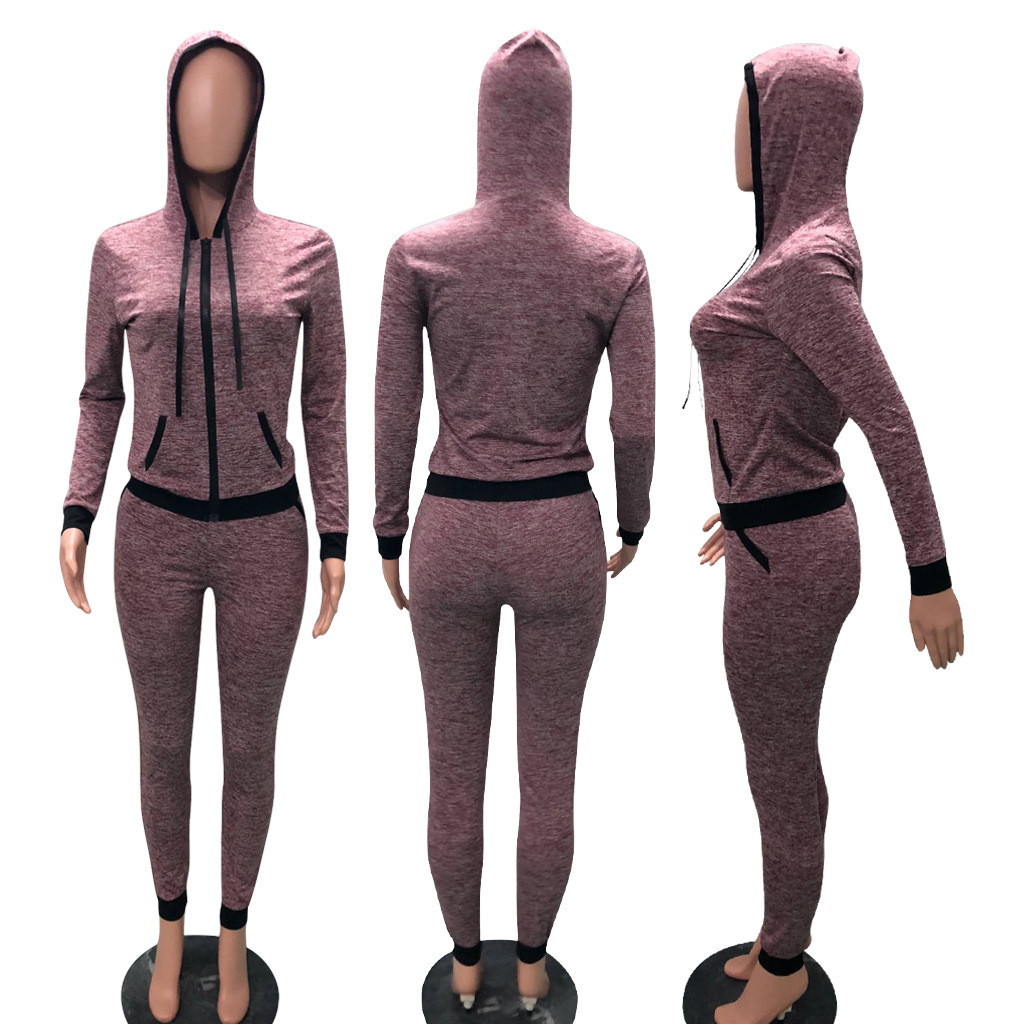 Jogging Sweat Suits Women 2 Piece Outfits Knitted Tracksuit Sets Zipper Hoodie Sweatshirt Sweatpants Ladies Sweatsuits