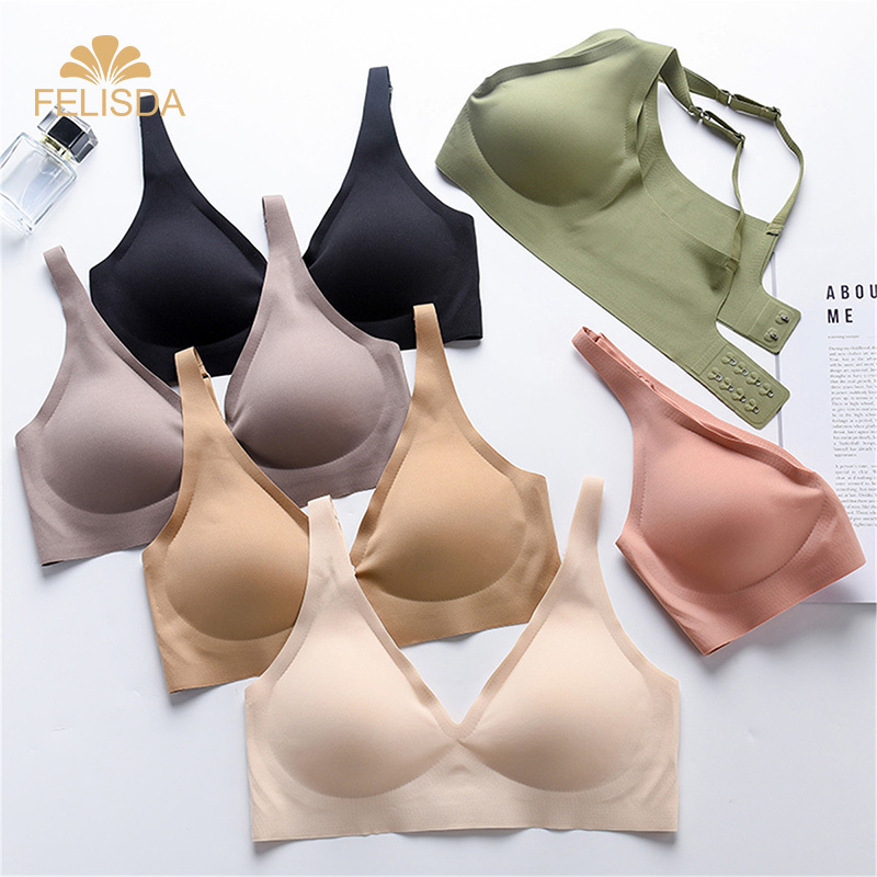 Free Sample Sexy Seamless Bras Ladies Underwear Wire Free Push Up Brassiere Gathered Adjustable Comfortable Lingerie Women Bra