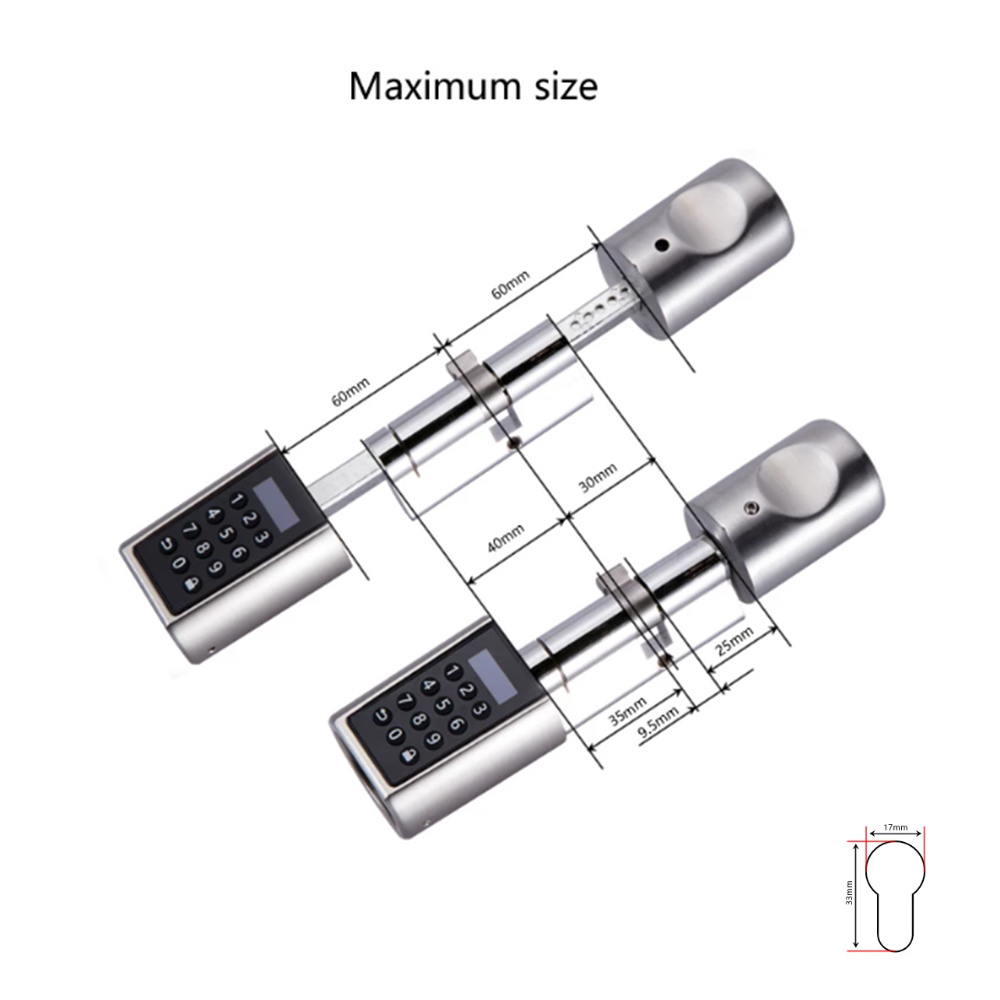 China Euro Standard Stainless Steel ZigBee Tuya Smart Security Digital Smart Cylinder Door Locks