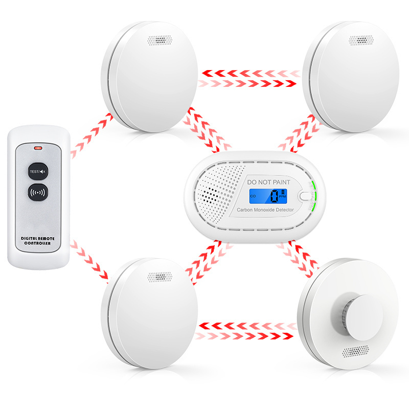 Interlinked Fire Alarm System 10 Year Battery Smoke Detector Interconnected Carbon Monoxide Alarm