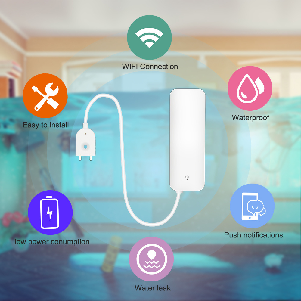 Tuya Smart WIFI Flow Leakage Detector IP66 Waterproof Water Immersion Water Leak Flow Sensor