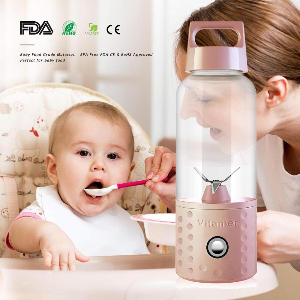 500ml USB Rechargeable Electric Mixer Vitamer Juicer Cup Portable Smoothie Blender with Four Blades