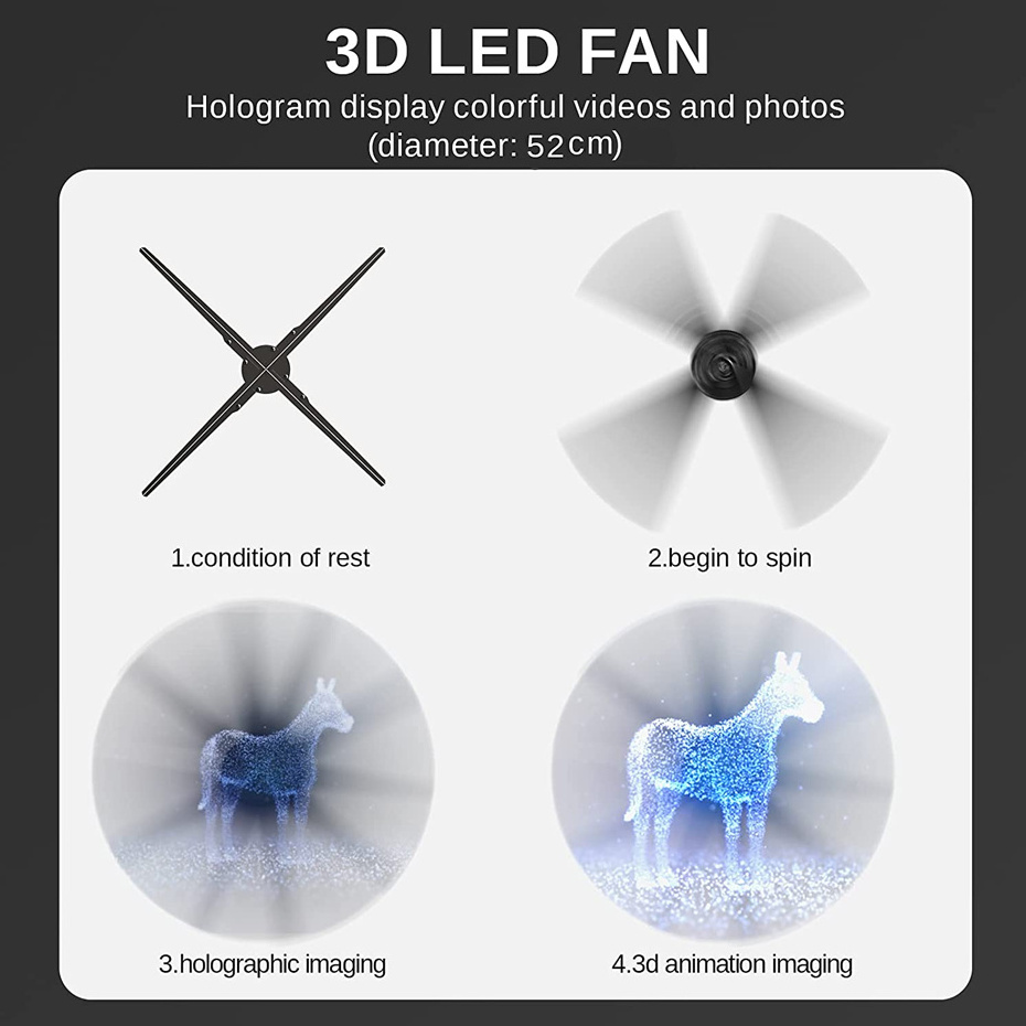 3D Fan Hologram Projector Wifi Led 3D Display Advertising logo Light Remote Advertise Display Light Logo Lamp