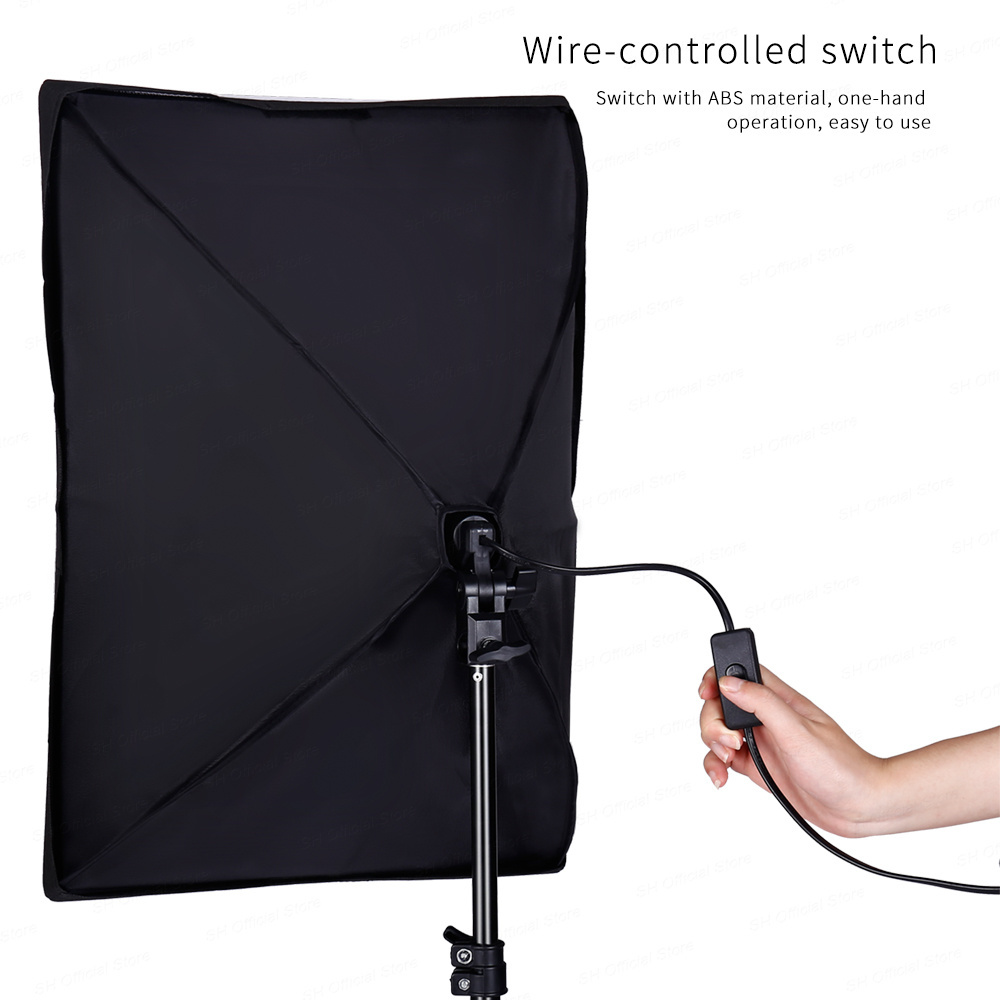 CPYP Photo Studio Accessories 50x70cm Photography light box Softbox With LED Bulbs E27 Socket for Photography Lighting