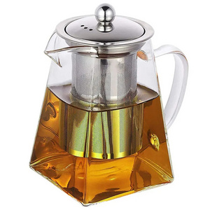 350ml 500ml 750ml 950ml Glass Teapot with Stainless Steel for Loose Leaf Tea High Borosilicate Glass Tea Kettle