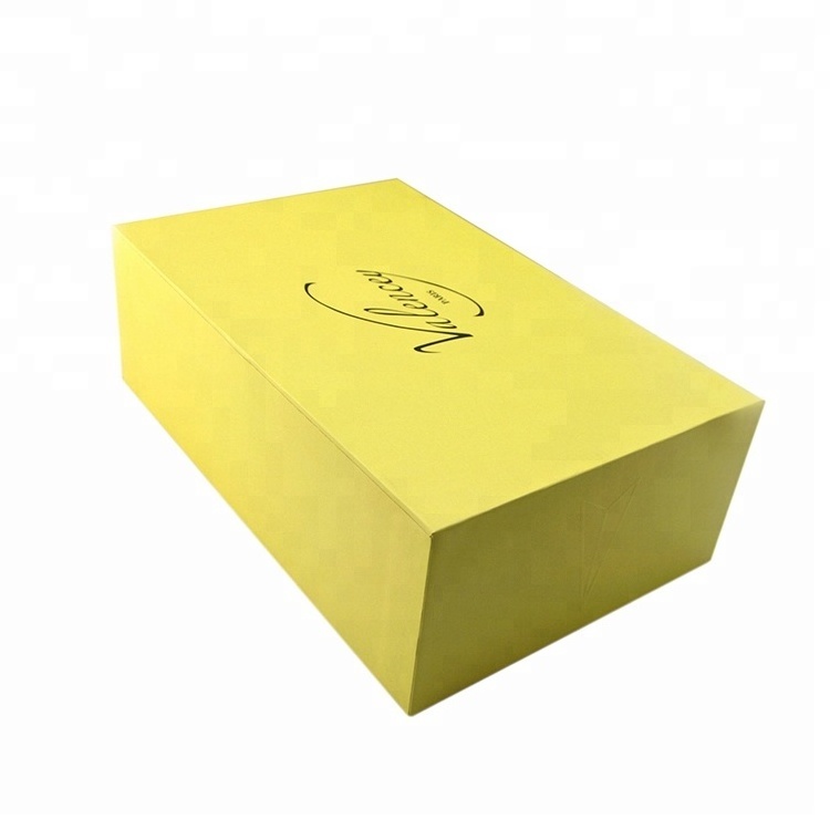 Customs yellow paper drawer cardboard shoe box with carry handle ,pull out cardboard gift box for shoes