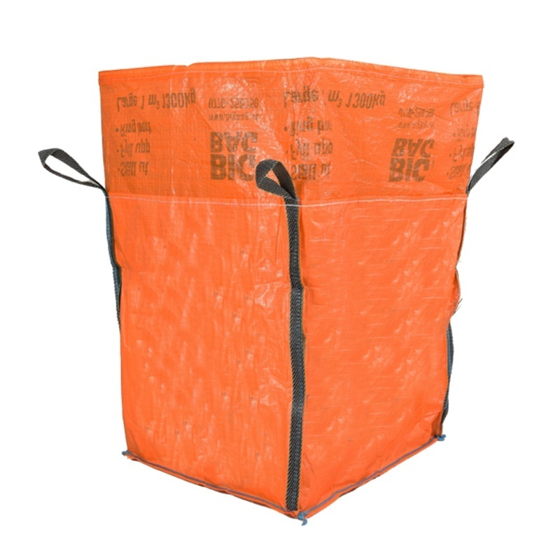 PP 1000kg Bulk Container Jumbo Bag Super Sack Big Orange Color Breathable Flat Bottom 1500kg Loading Concrete Sand Storage