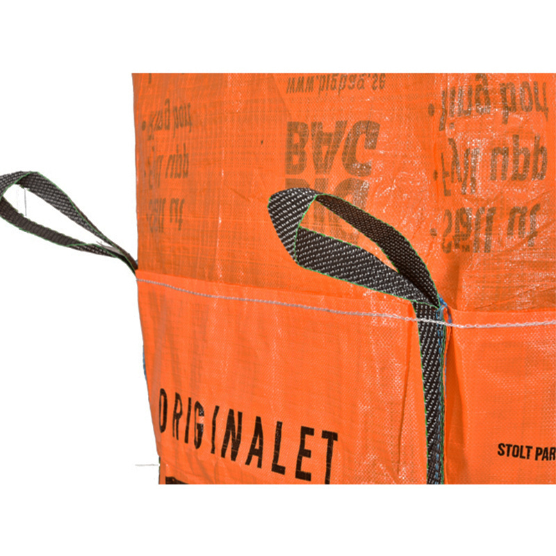 PP 1000kg Bulk Container Jumbo Bag Super Sack Big Orange Color Breathable Flat Bottom 1500kg Loading Concrete Sand Storage