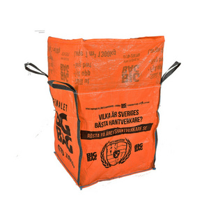 PP 1000kg Bulk Container Jumbo Bag Super Sack Big Orange Color Breathable Flat Bottom 1500kg Loading Concrete Sand Storage