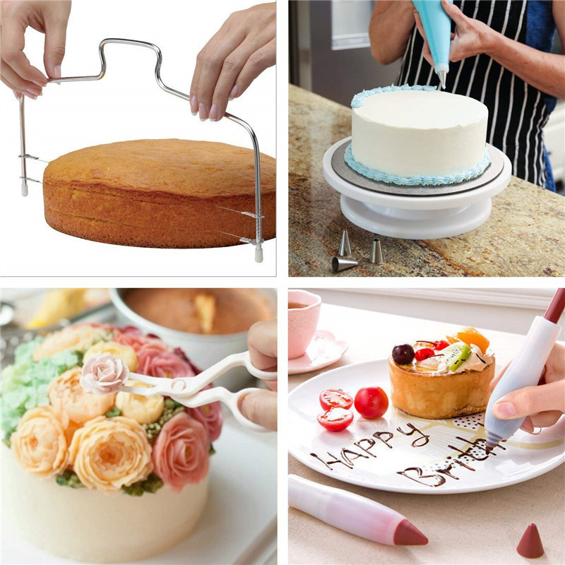 21 PCS Stainless Steel Spatula Kits Supplies Decorating Cake Tool Set With Cake Turntable for Cake Decoration