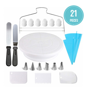 21 PCS Stainless Steel Spatula Kits Supplies Decorating Cake Tool Set With Cake Turntable for Cake Decoration