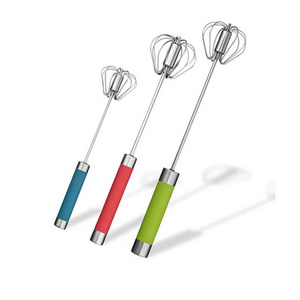 Stainless Steel Egg Whisk for Cooking Hand Push Rotary Whisk Blender for Home/