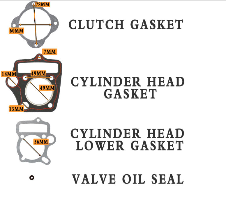 CQSPMOTO Gasket Kit Suit With 48.5mm Bore Cylinder Head For Chinese 70cc 90cc Engine Atv Dirt Bike Go Kart