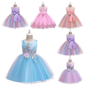 2024 baby girls princess dress bow lace princess clothes for girls flower children's dresses