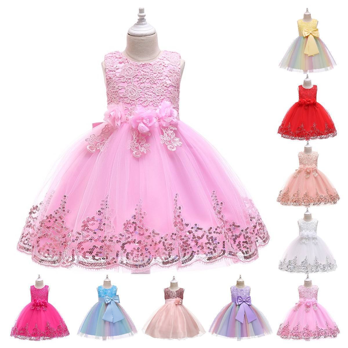 2024 baby girls princess dress bow lace princess clothes for girls flower children's dresses