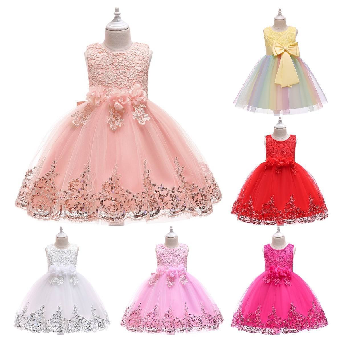 2024 baby girls princess dress bow lace princess clothes for girls flower children's dresses