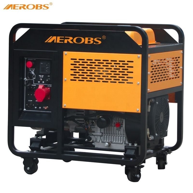 4-Stroke,Air-cooled ,Direct injection 50Hz/12kVA Key Start Open-Frame Diesel Generator with Twin-Cylinder Diesel Engine