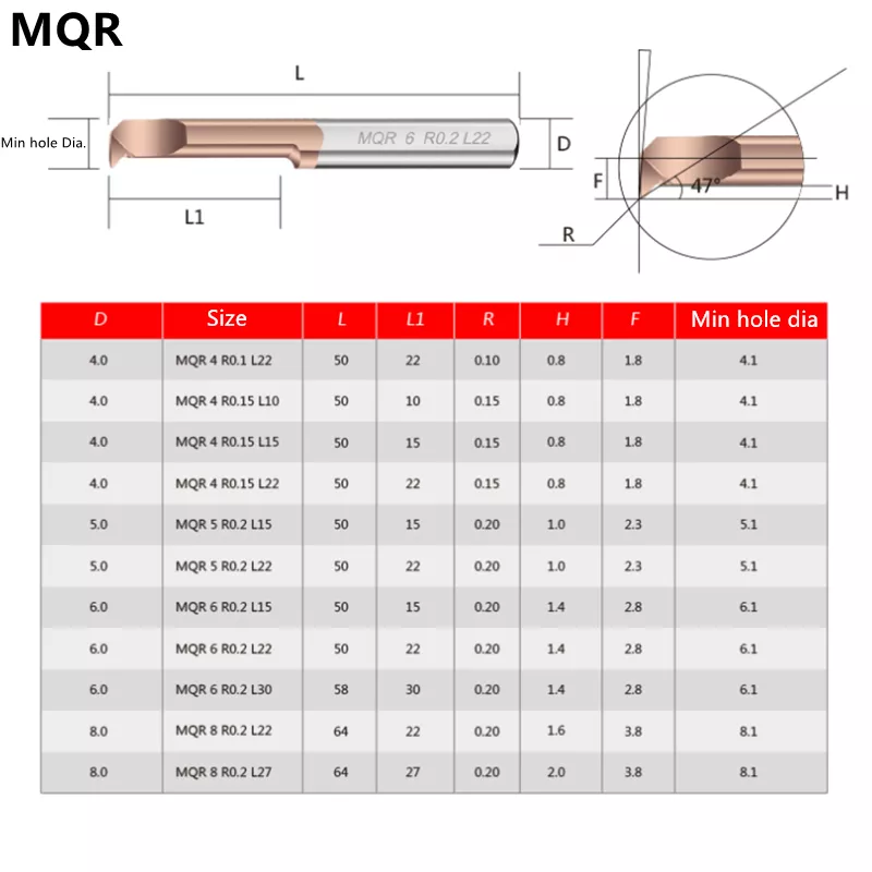 CNC Mini Internal Grooving Boring Tool Cutter Micro Boring Bars Solid Carbide Tool MQR MNR For Thread Turning