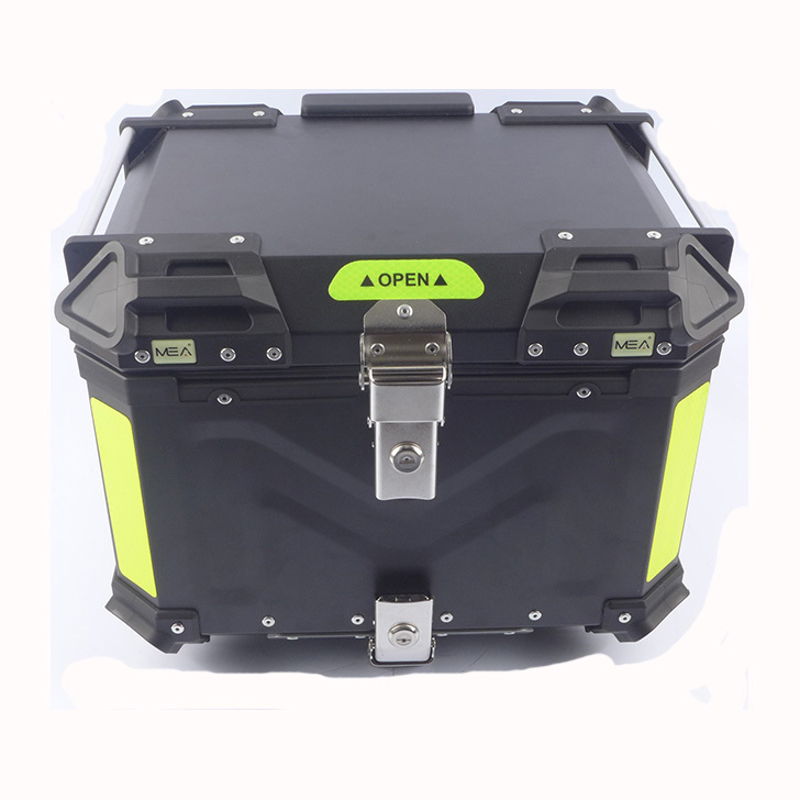 Motorcycle Spare Parts 55L Black Aluminum Alloy Motorcycle Tail Box Waterproof Delivery Box Top Case Storage box