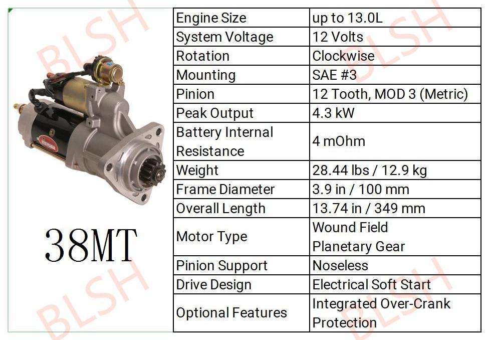 12V 24V 12T 11T 10T Starter motor made in China for Delco 50MT 39MT 38MT series heavy duty and industrial applications