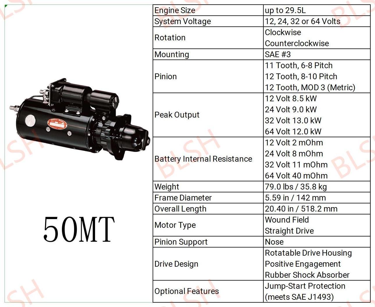 12V 24V 12T 11T 10T Starter motor made in China for Delco 50MT 39MT 38MT series heavy duty and industrial applications