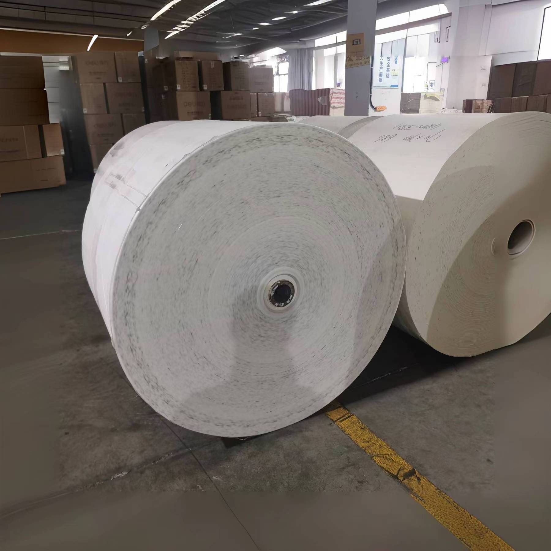 16gsm 190gsm to 450gsm  paper  Bond paper snow white color in rolls big reels brown Whole wood pulp Woodfree paper