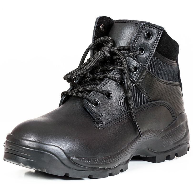 Steel Toe Combat Black Boots Tactical  Boots Men Black Leather Tactical Combat Boots