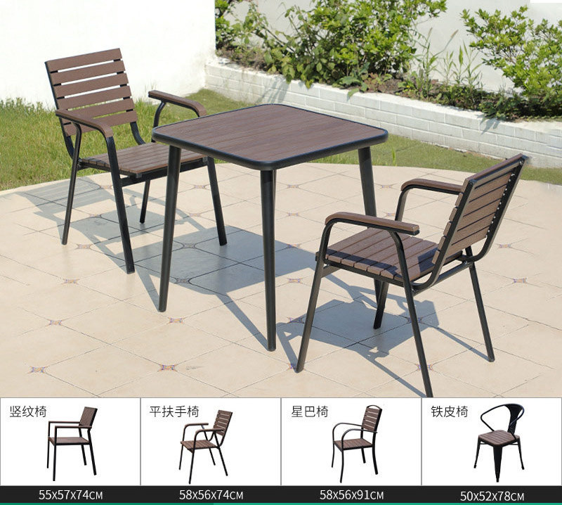 Leisure Garden Outdoor Restaurant Polyester Wood Dining Cafe Table And Chairs Set