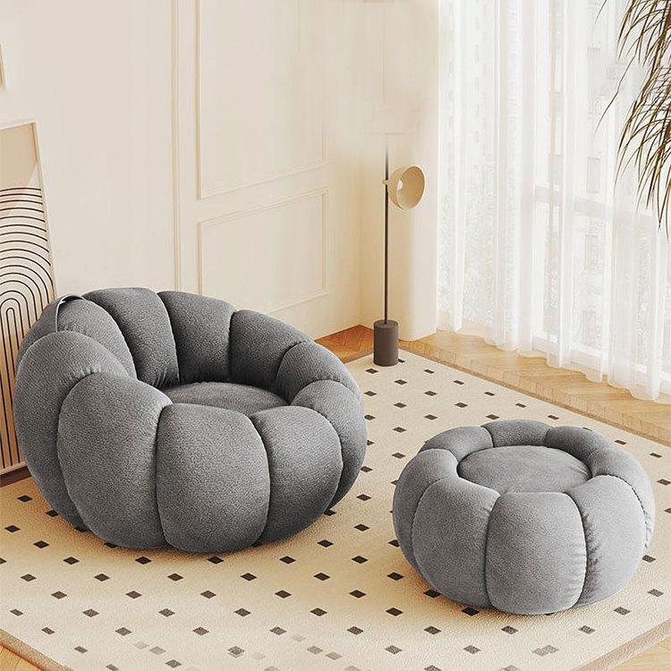 Lamb cashmere Pumpkin lazy sofa person sofa tatami balcony bedroom single sofa chair with Footstool