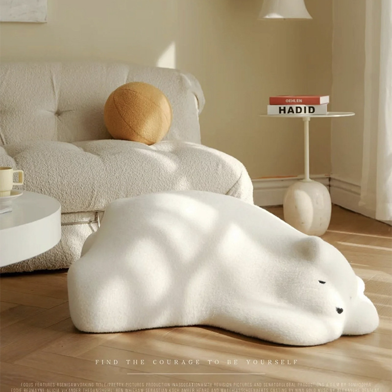 Innovative Ins Popular Stylist Leisure Plush Recliner Rest White Bear Funny Single Sofa