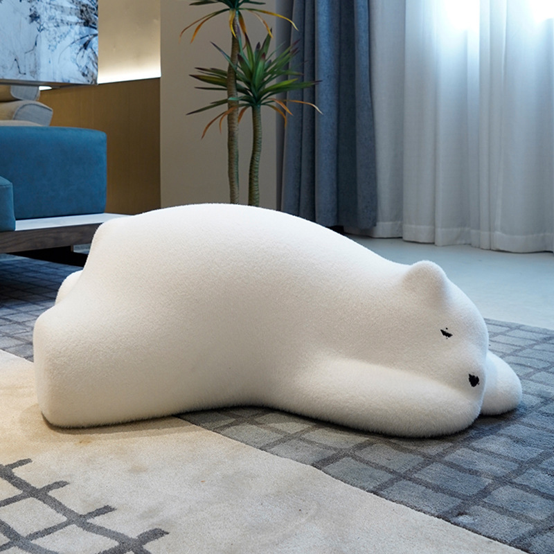 Innovative Ins Popular Stylist Leisure Plush Recliner Rest White Bear Funny Single Sofa