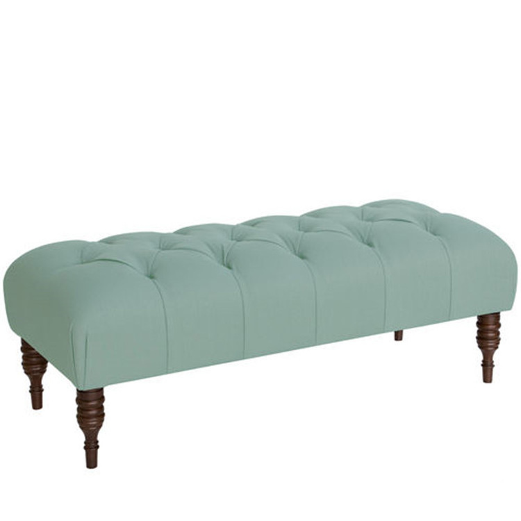 Midcentury Modern Entryway Shoe Footstool Upholstered Velvet Tufted Long Bench For bed