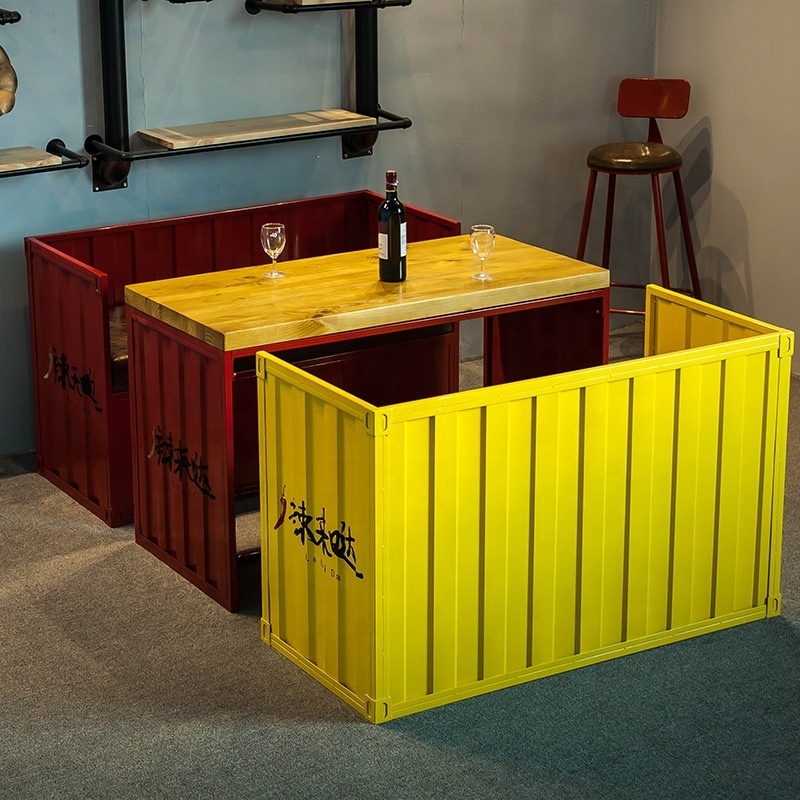 Creative Shipping Container Furniture Wrought Iron Pub Restaurant Booth Seating